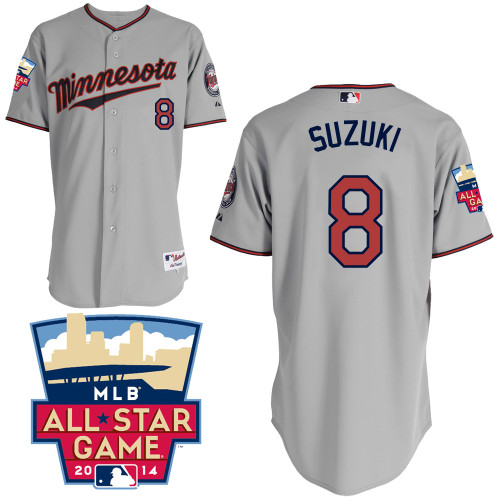 Kurt Suzuki #8 Youth Baseball Jersey-Minnesota Twins Authentic 2014 ALL Star Road Gray Cool Base MLB Jersey